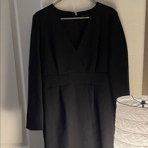 Donna Karan Classic Black Faux Wrap Long Sleeve Dress.  Size 14